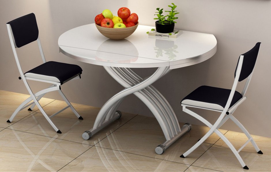 Стол-трансформер в2252 белый стеклянный