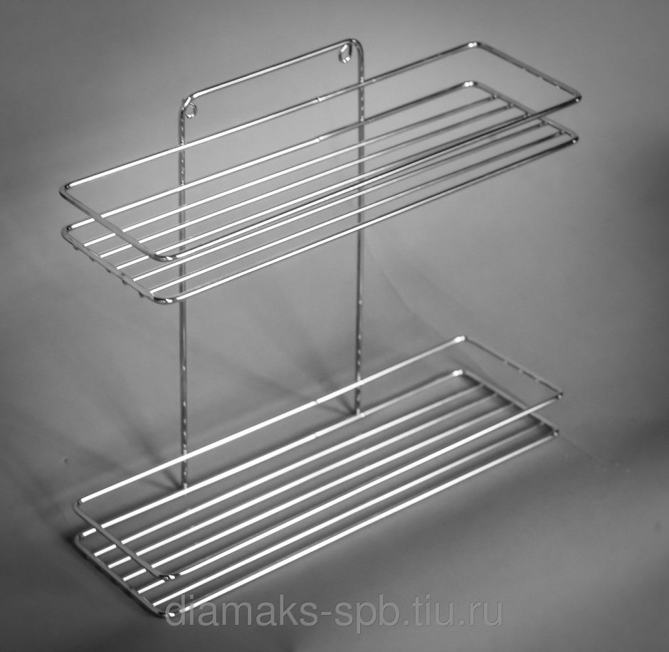 Полка прямая 2-х ярусная подвесная ПП хром 16.12.10