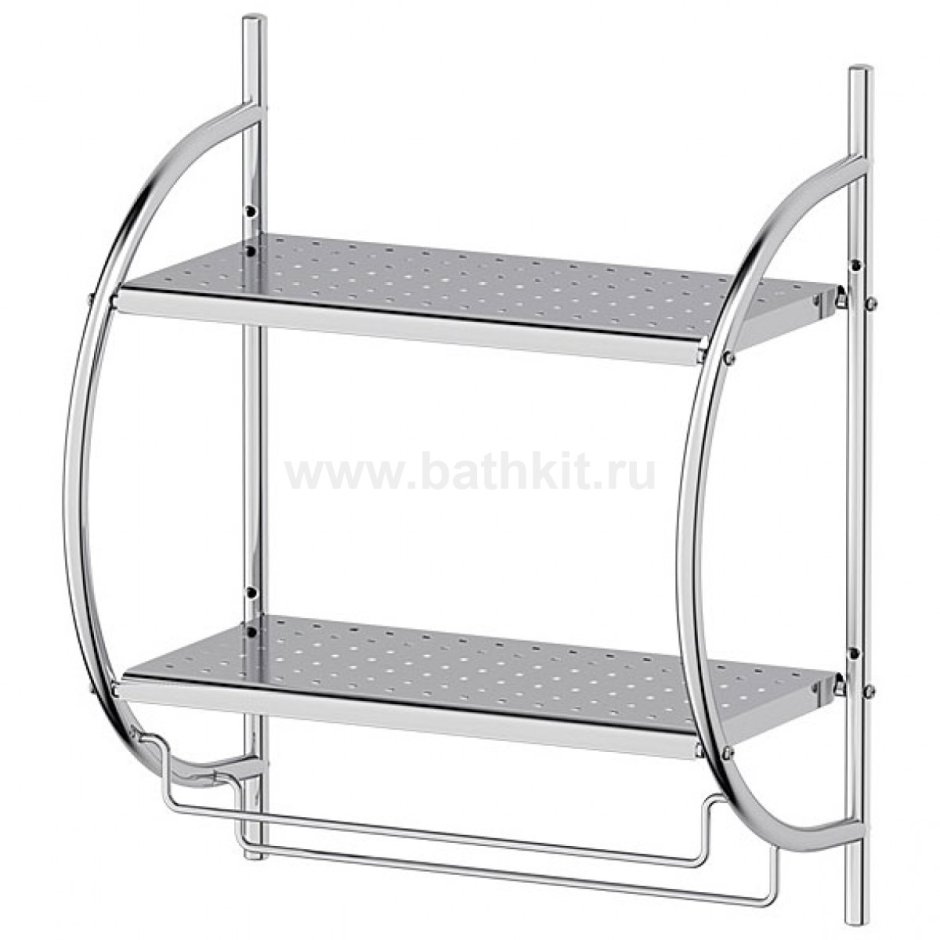 Стеллаж настенный для ванной "Swensa", 2 яруса, цвет: хром, 40 х 54 см