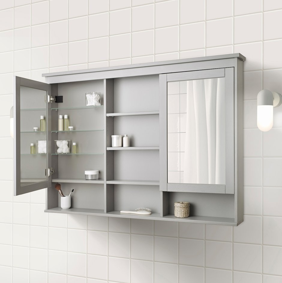 ХЕМНЭС зеркальный шкаф с 2 дверцами