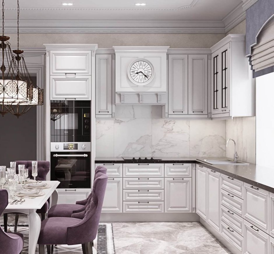 Кухня белая Нео классика 10м