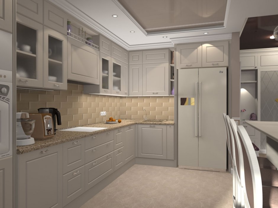 Кухня белая Нео классика 10м