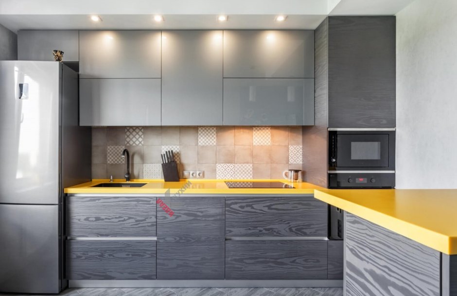 Кухня серая ЛДСП Эггер