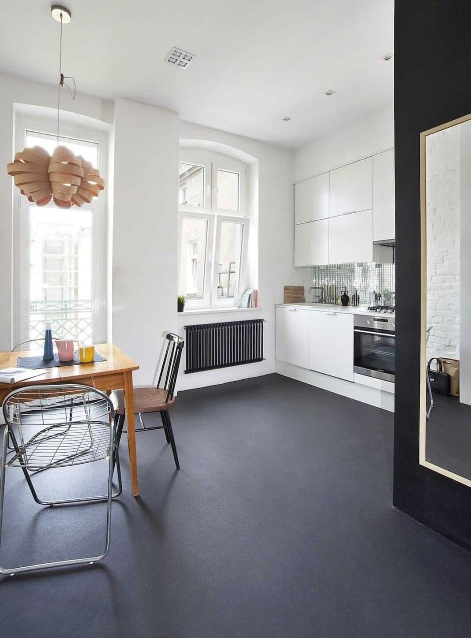 Черный пол в интерьере