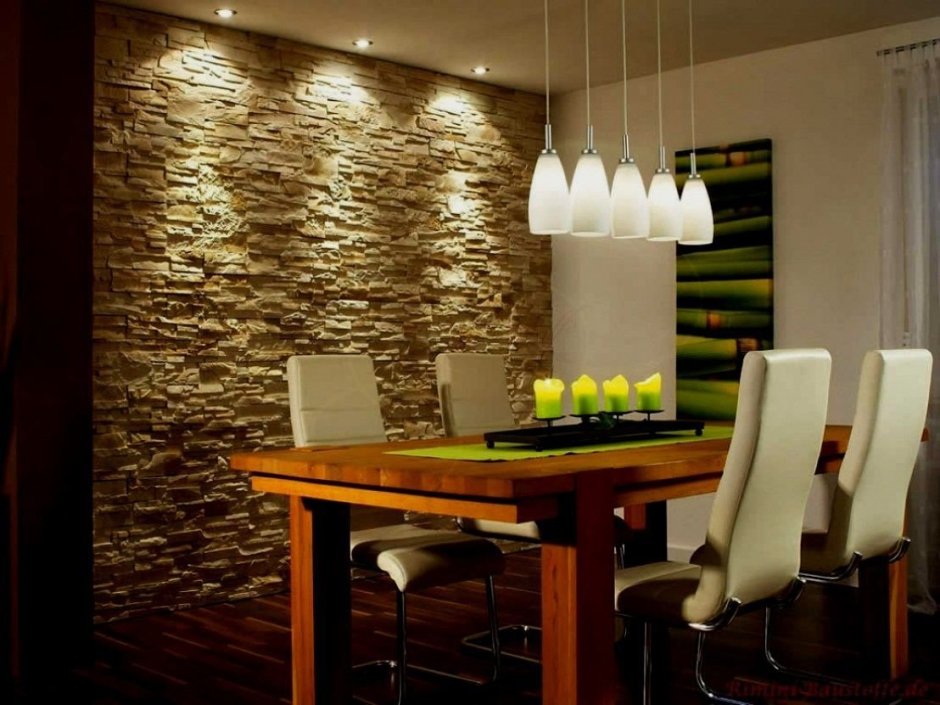 Отделка кухни декоративным камнем