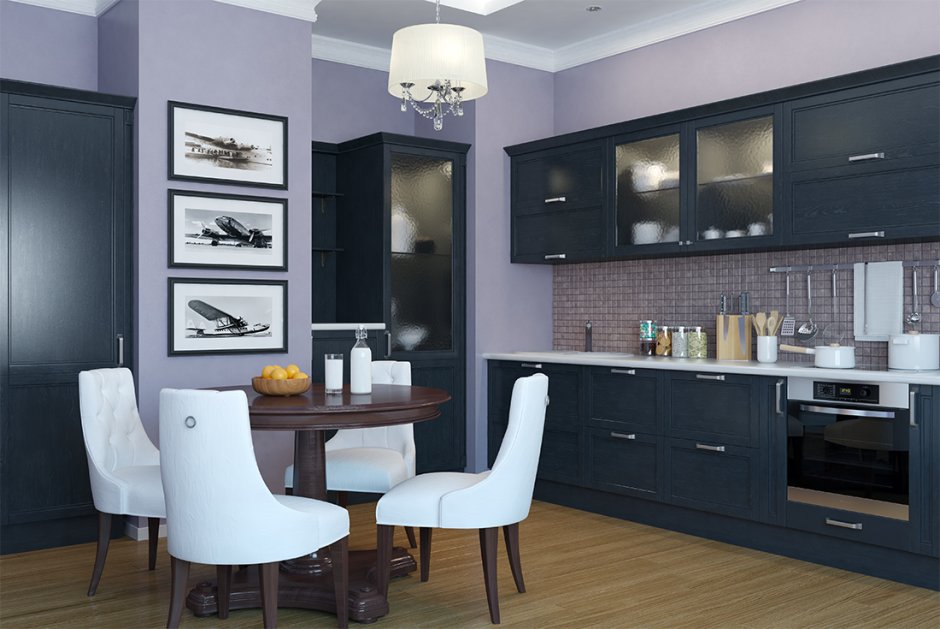 Виктория сб-240 кухня белый/антрацит глянец/базальт