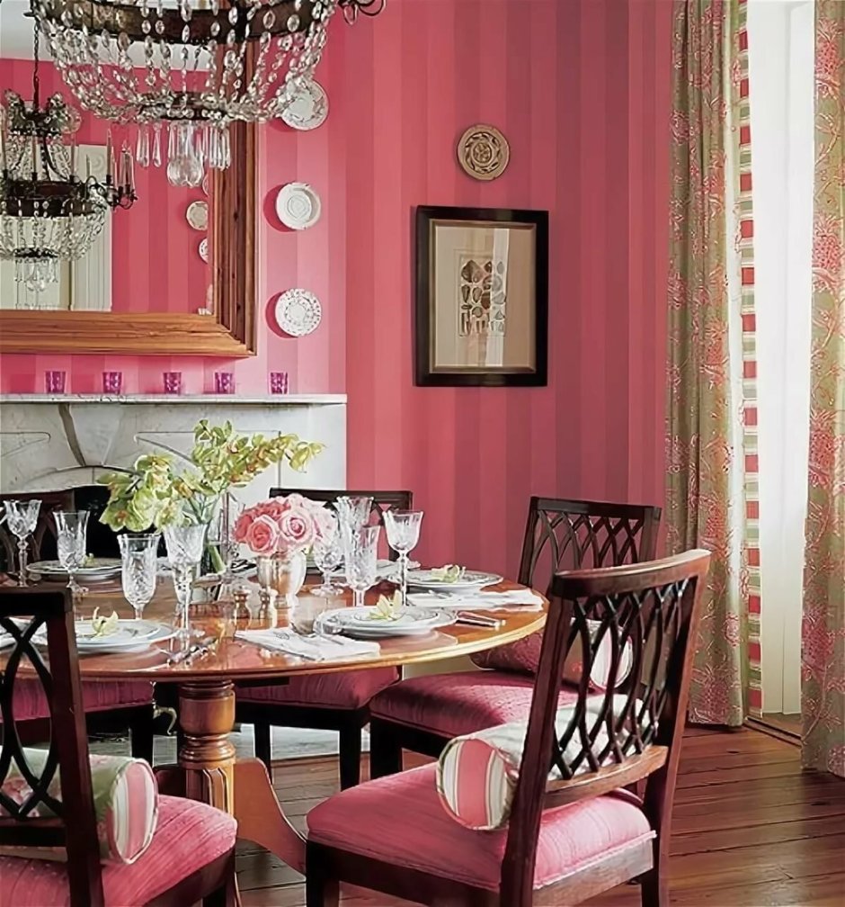 Полосатые стены на кухне