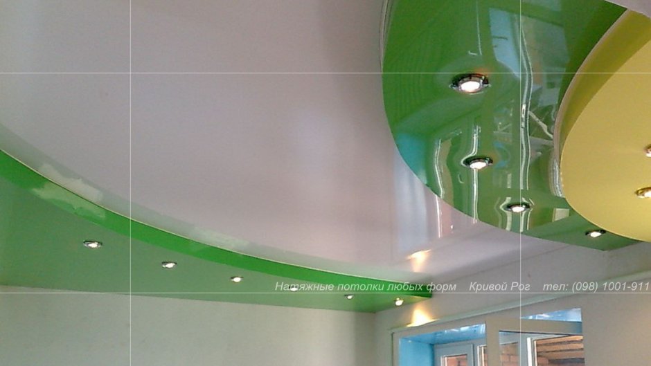 Двухуровневые потолки салатовый