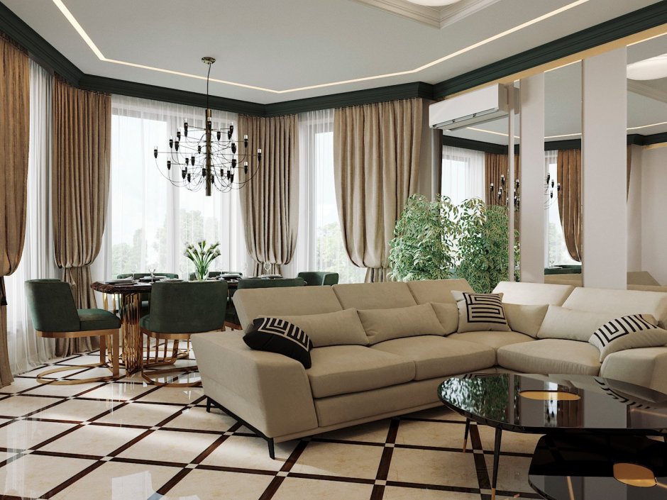 Гостиная с эркером