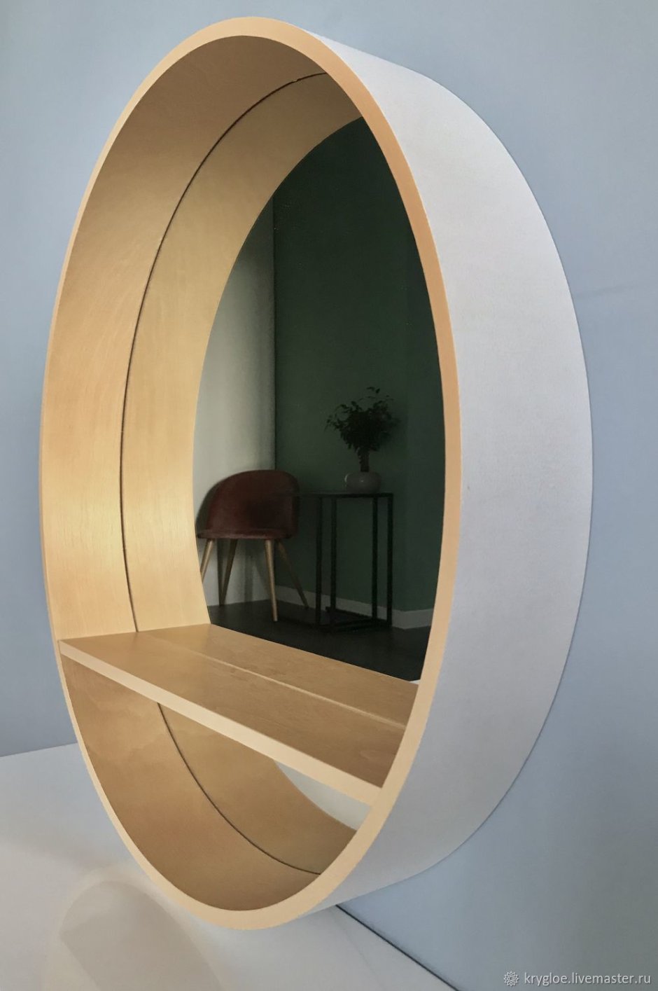 Круглое деревянное зеркало икеа