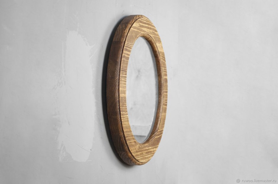 Круглое зеркало в сосновой раме купить в Москве