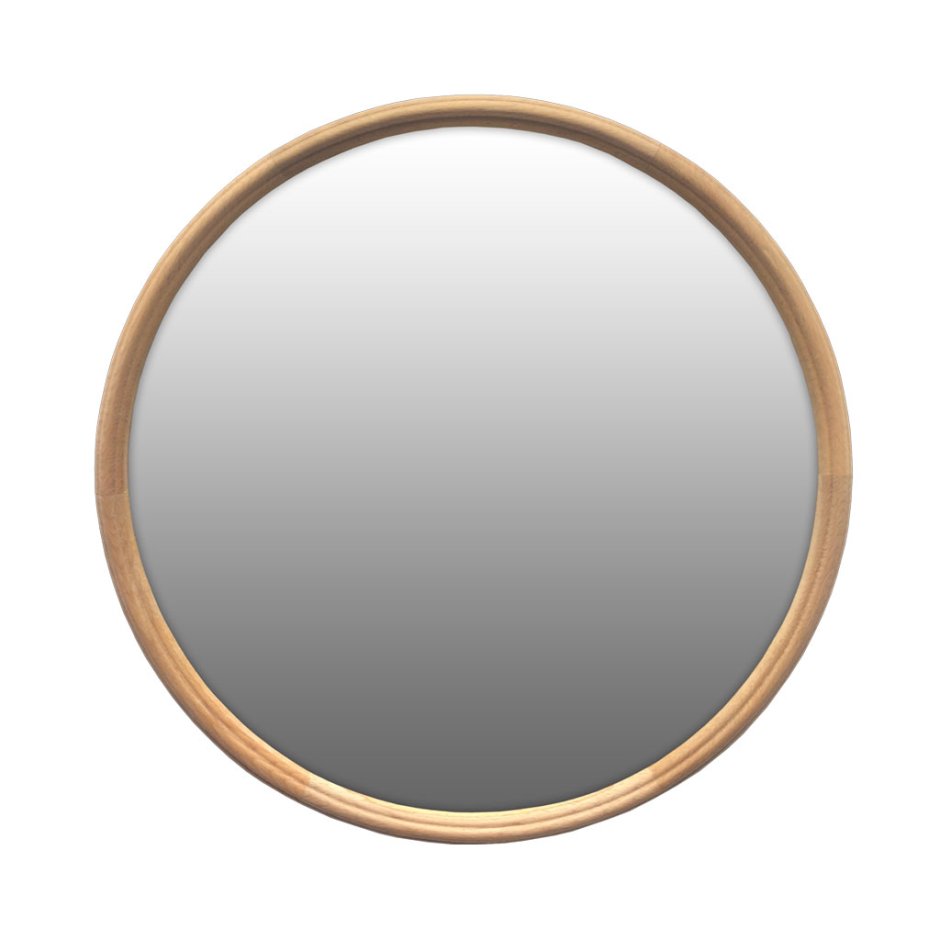 Круглое зеркало с деревянной рамой