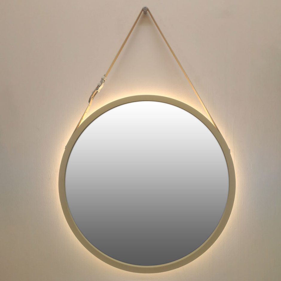 Круглое зеркало в раме с подсветкой