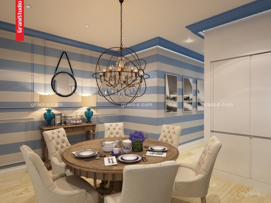 Кухня в морском стиле интерьер