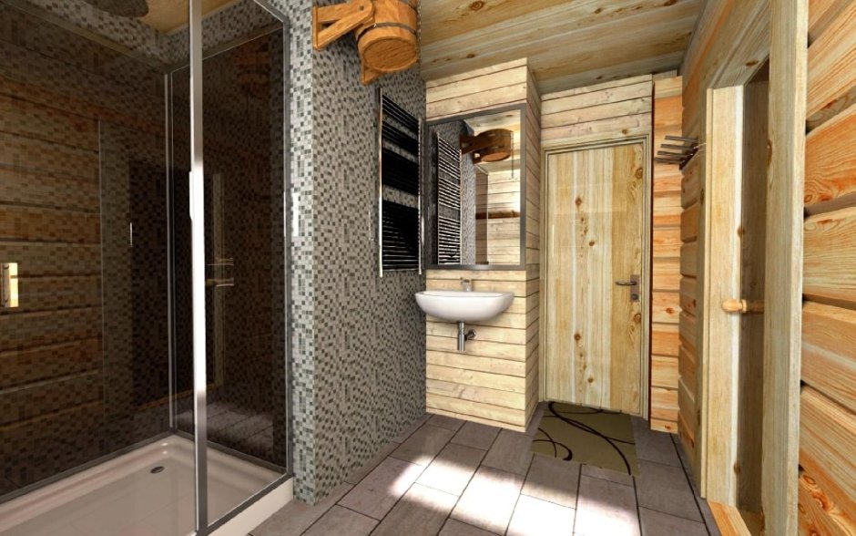Отделка душевой в деревянной бане