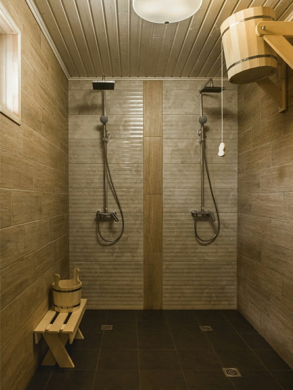 Плитка в бане в помывочной