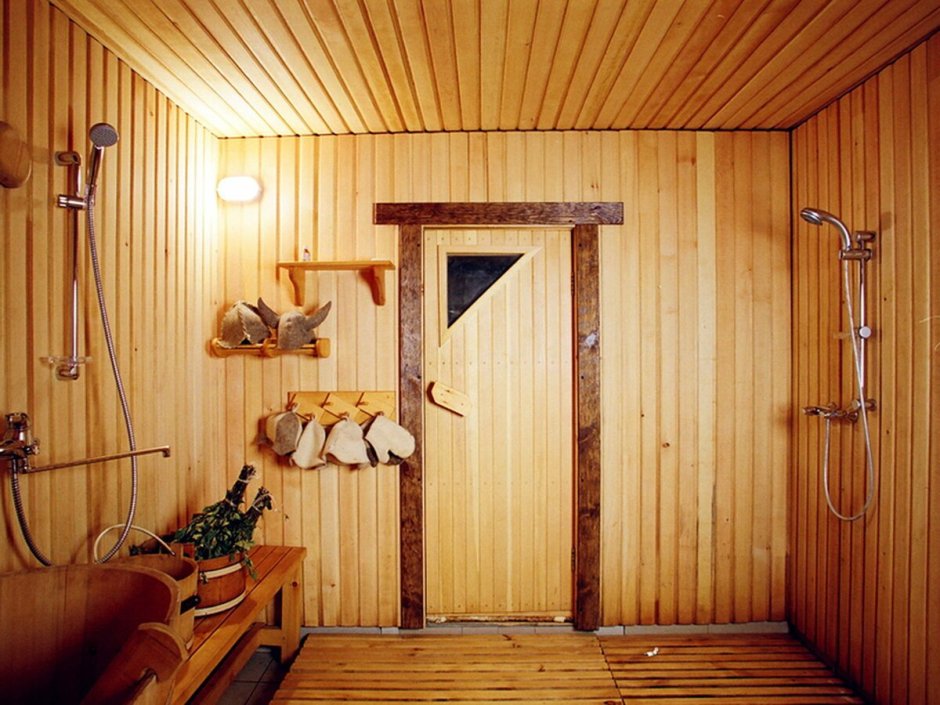 Моечная в деревянной бане