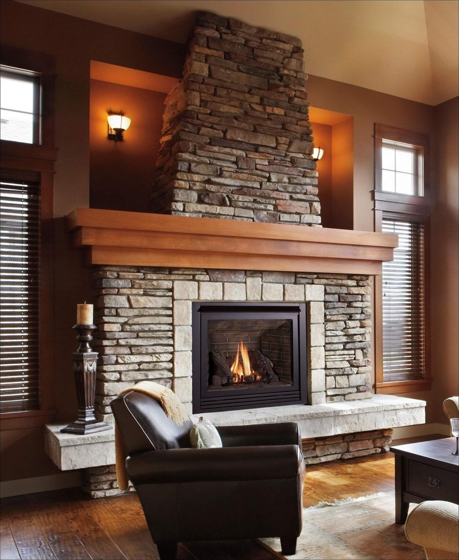 Камин коричневый