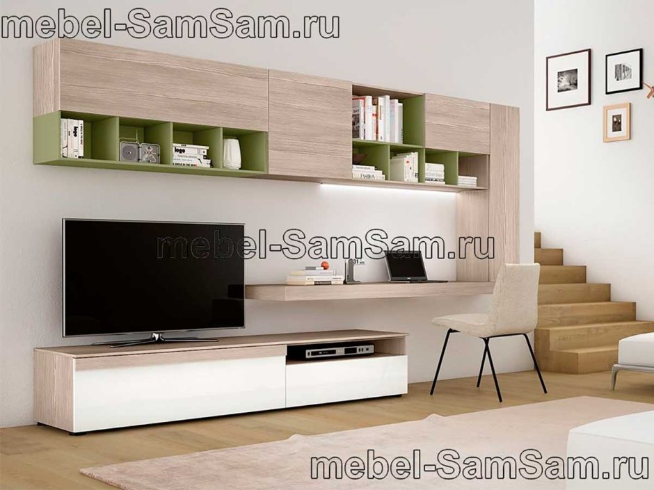 Стенка в гостиную с рабочим местом