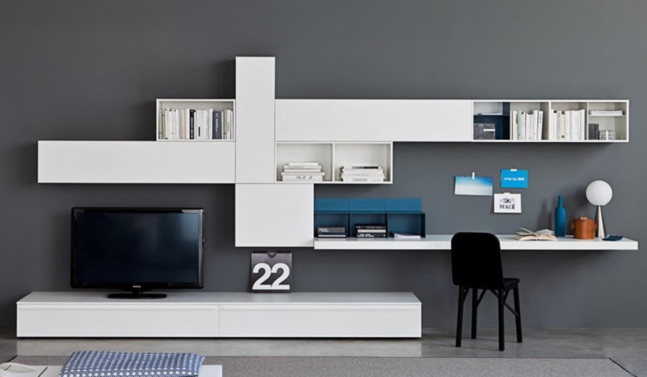 Стенка в гостиную с письменным столом