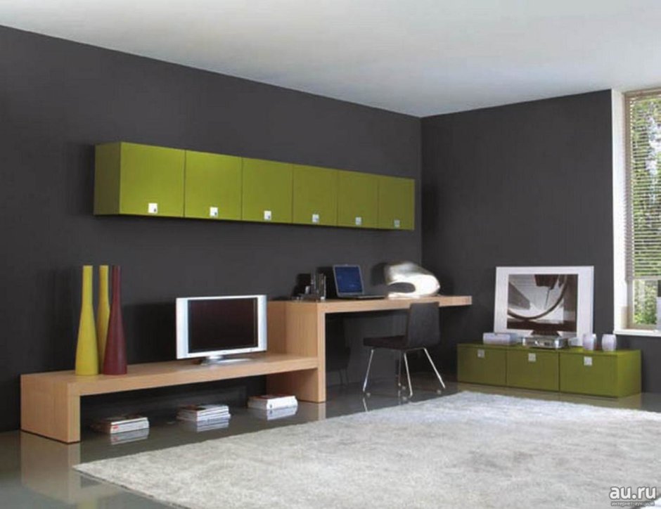 Стенка с рабочим столом в гостиную