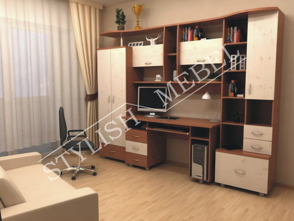 Стенка в комнату с компьютерным столом