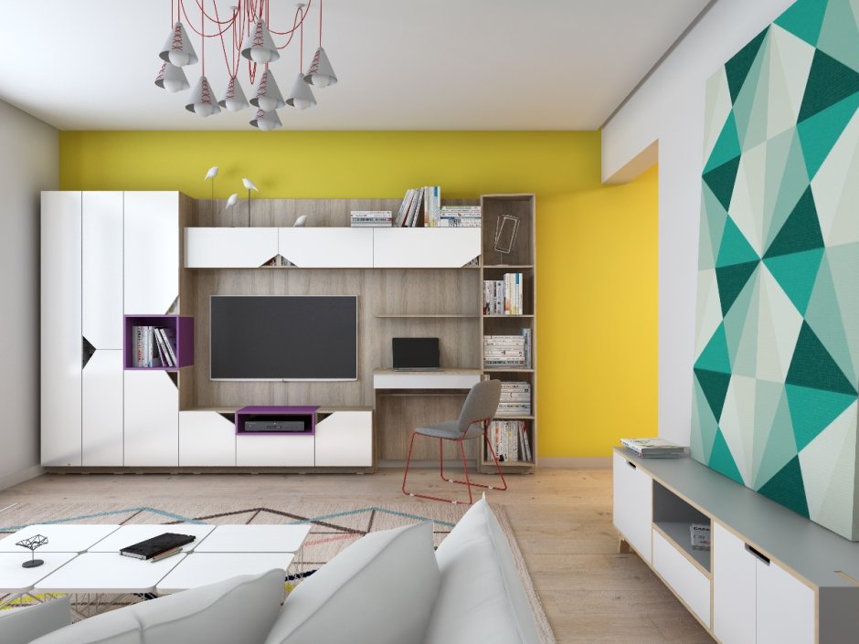 Стенка в гостиную с компьютерным столом