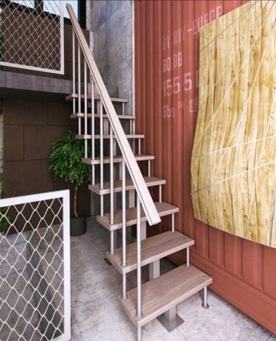 Модульная лестница линия-Квадро прямой марш