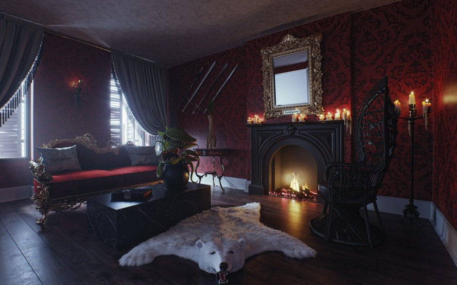 Дом семейки Аддамс комнаты