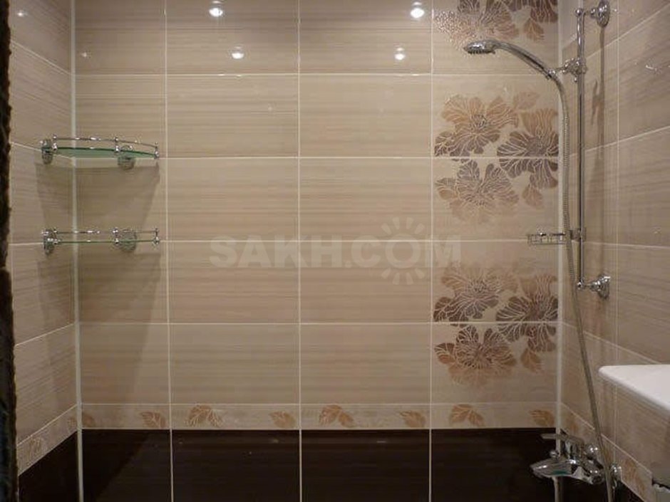 Горизонтальная плитка в ванной