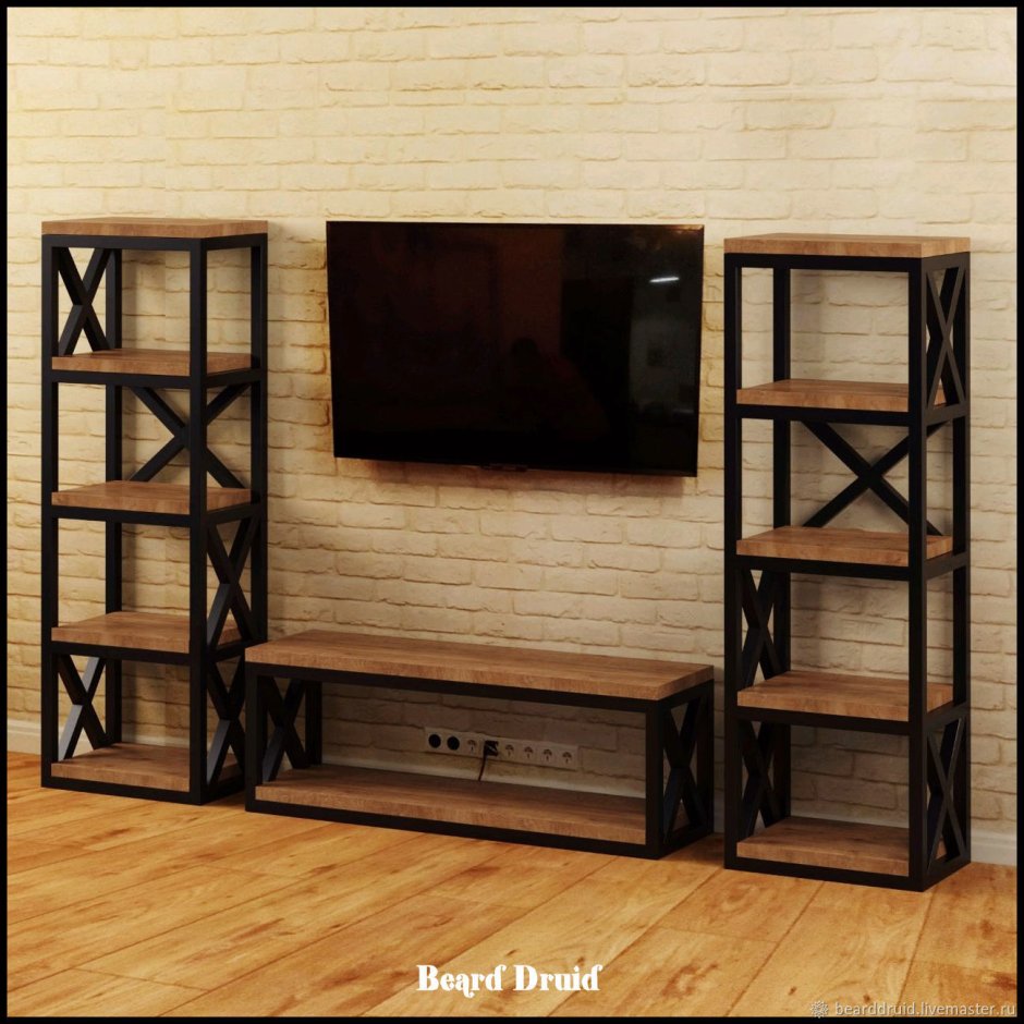 Тумба ТВ металл дерево лофт