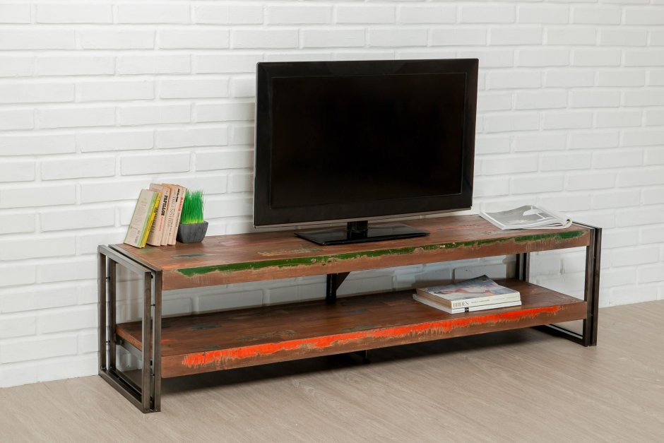 Тумба под ТВ лофт металл и дерево