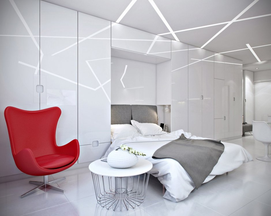 Необычный интерьер в белых тонах