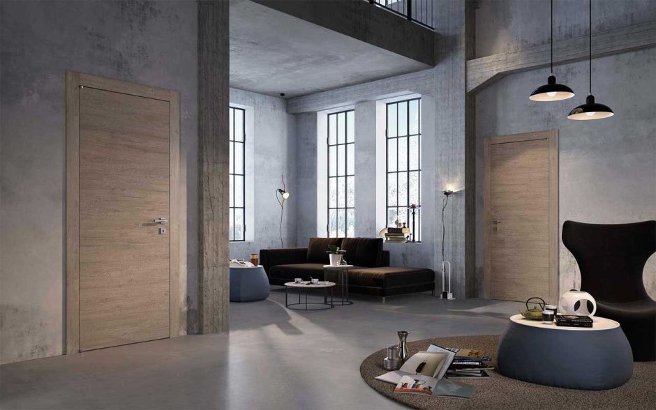 Бетонные двери в интерьере