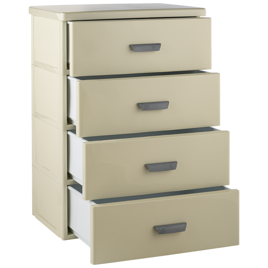 Комод 4 ящика, классика, 57х42.5х83 см, бежевый, Элластик-пласт