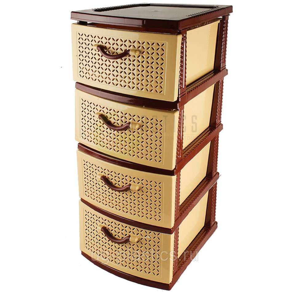 Комод "классика" (сетка) 98х48х40см 4-х секц.беж/кор.(пластик)