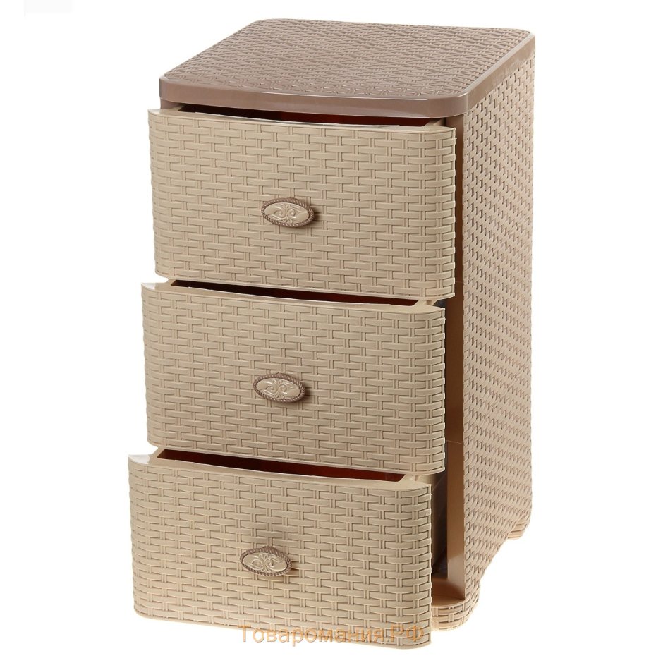 Комод "плетенка" 3-х секционный какао м2432