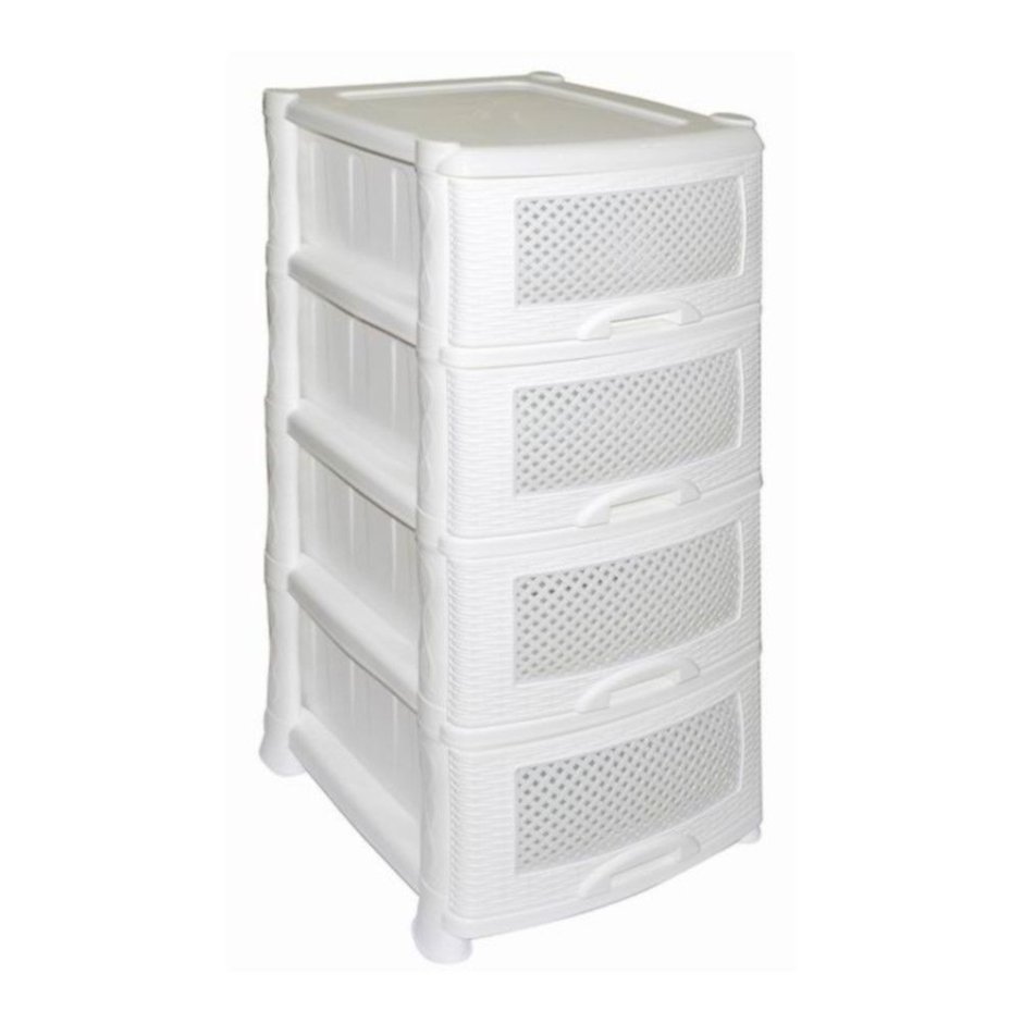 Комод 4-х секц.б/декор.95х39х47см "Ажур" белый/мраморн. 035426(Пластик)