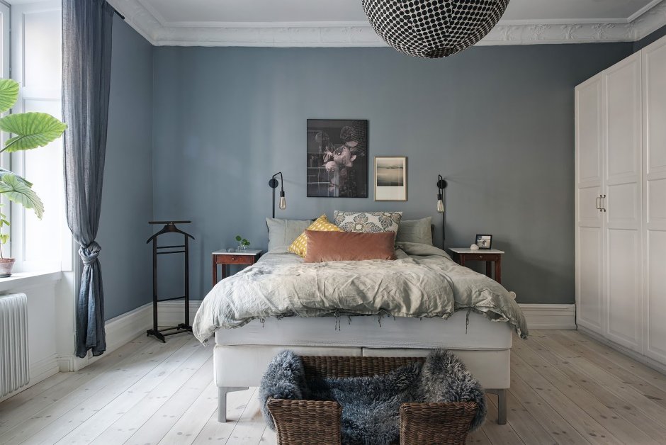 Серо голубой интерьер