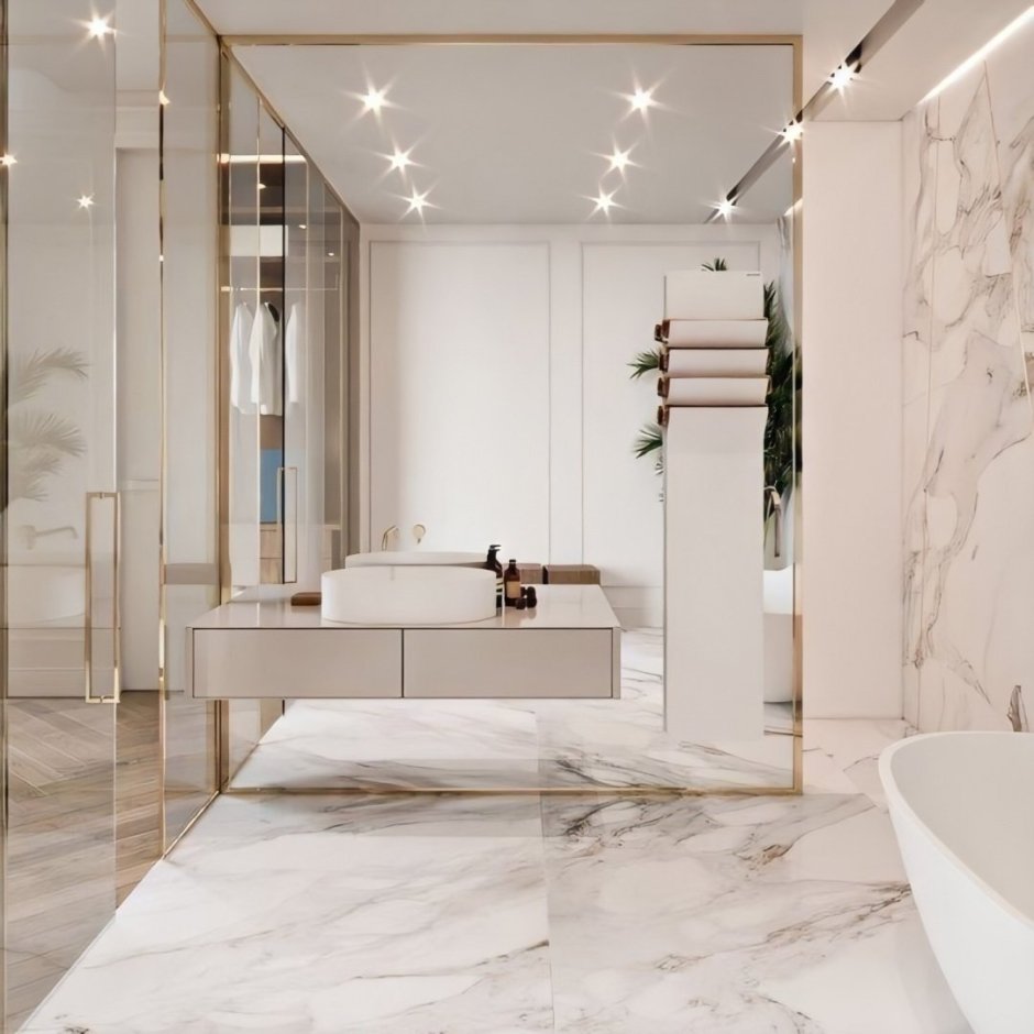 Ванная комната с мраморным полом