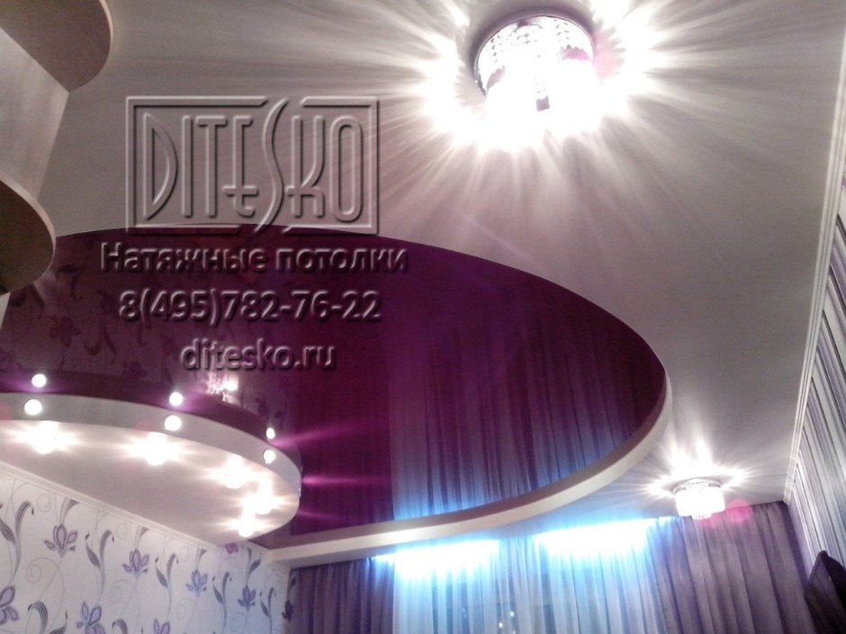 Фиолетовый натяжной потолок