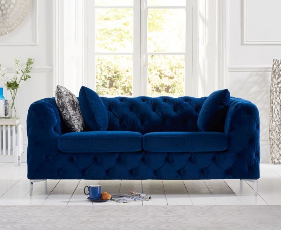Диван синий велюр
