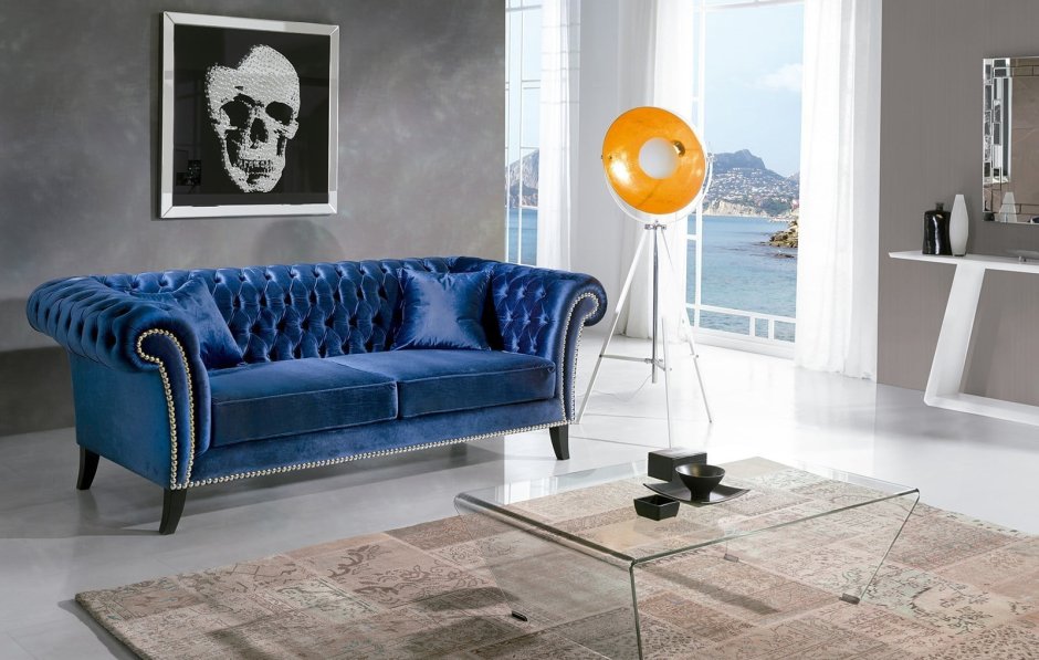 Диван Честер синий