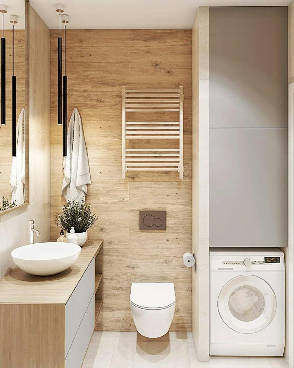 Санузел с душевой в деревянном доме