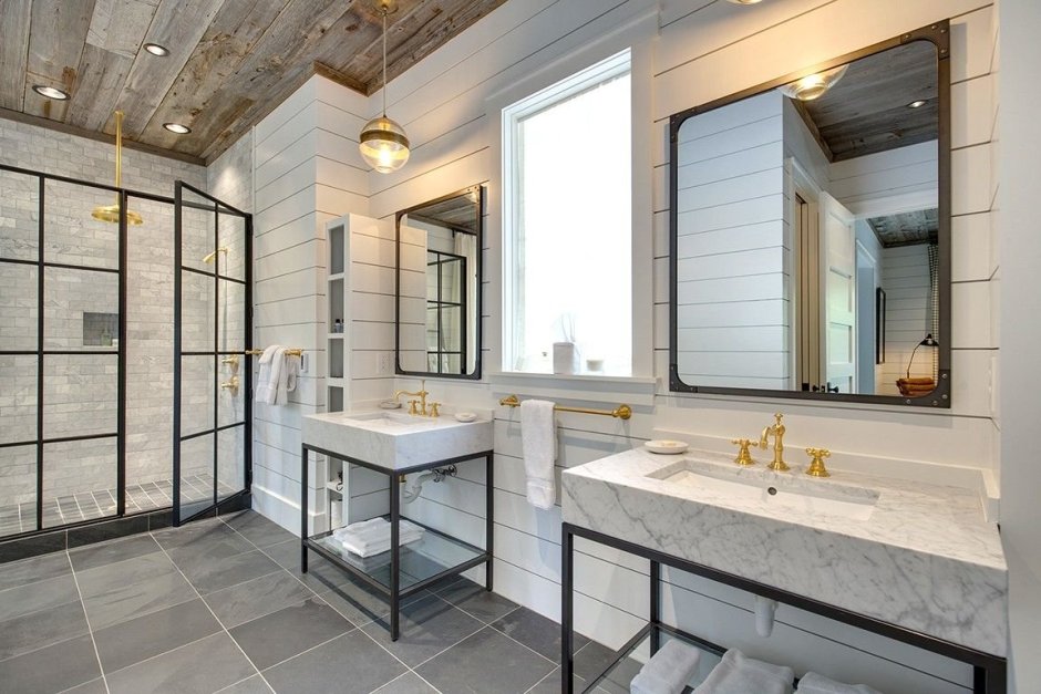 Интерьер ванной комнаты в каркасном доме