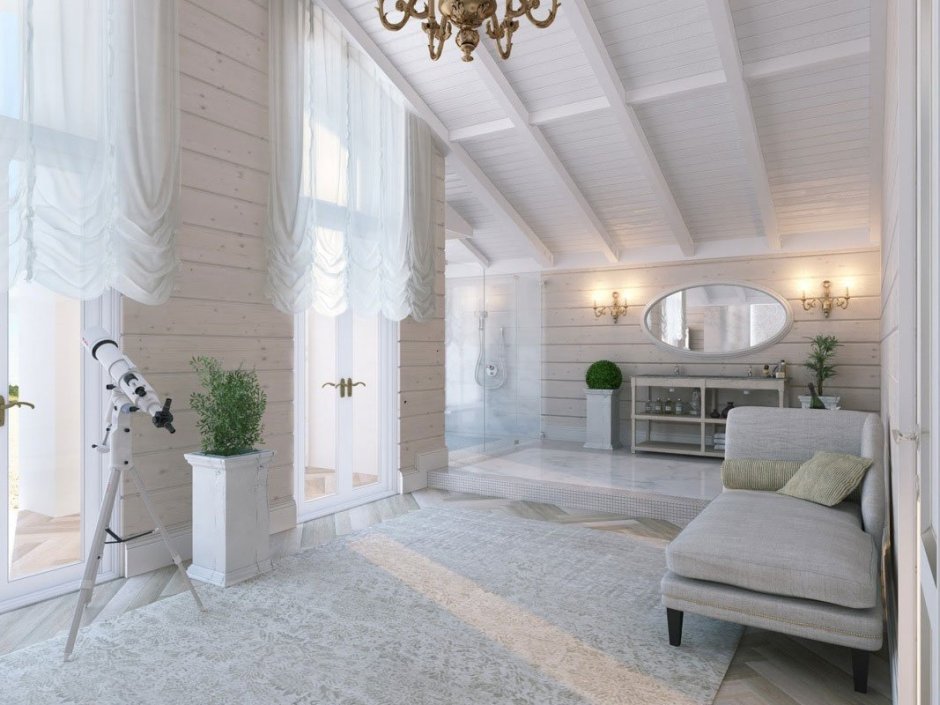 Светлый интерьер в загородном доме