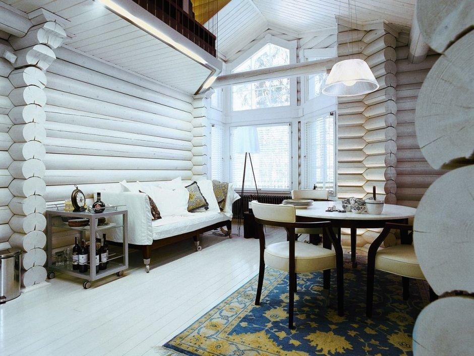 Бревенчатые стены в интерьере