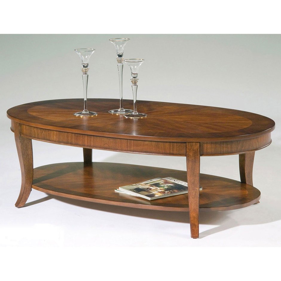 Oval Table Wooden Modern with Mini Bar