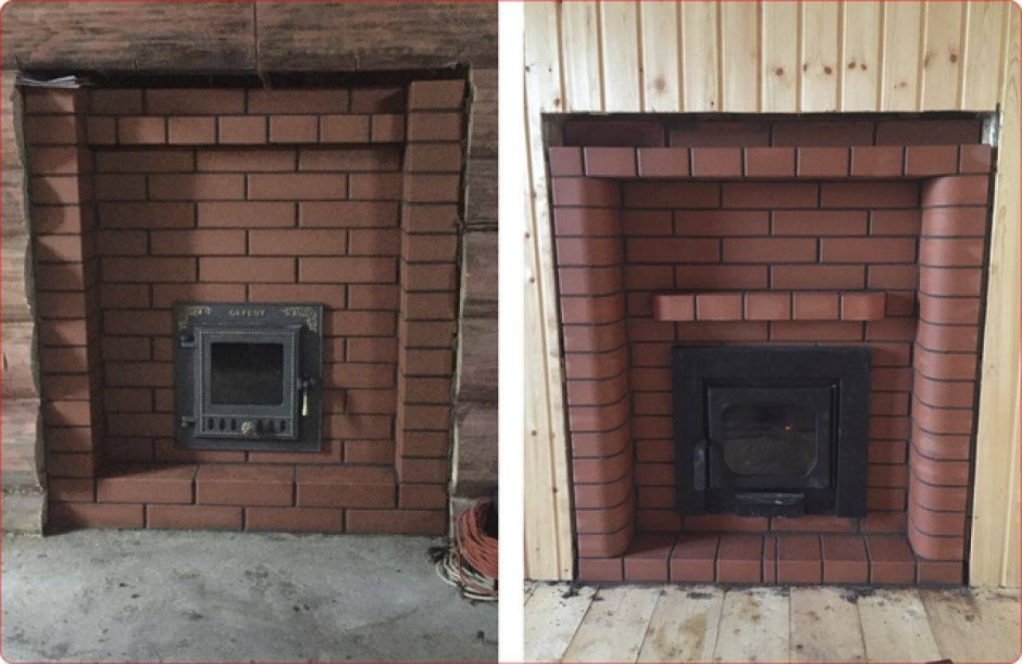 Печь Везувий обложенная кирпичом