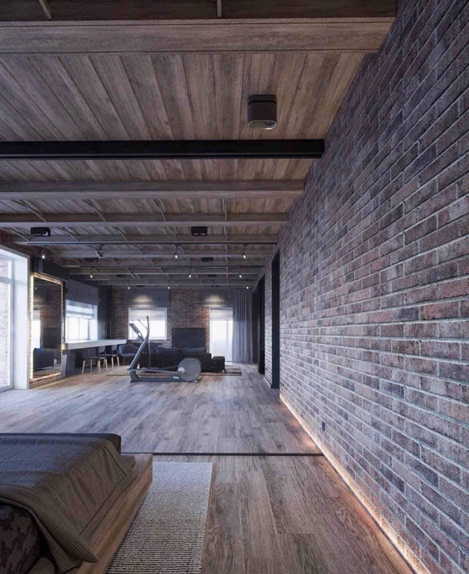 Потолок лофт дерево